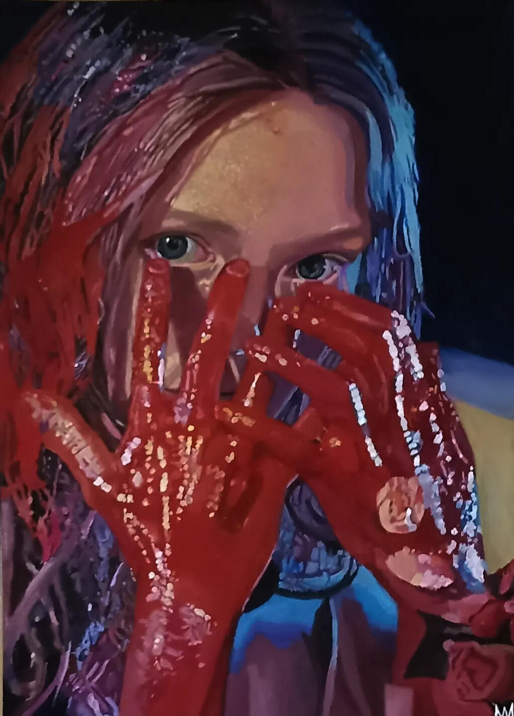 Pintura realista da personagem Carrie